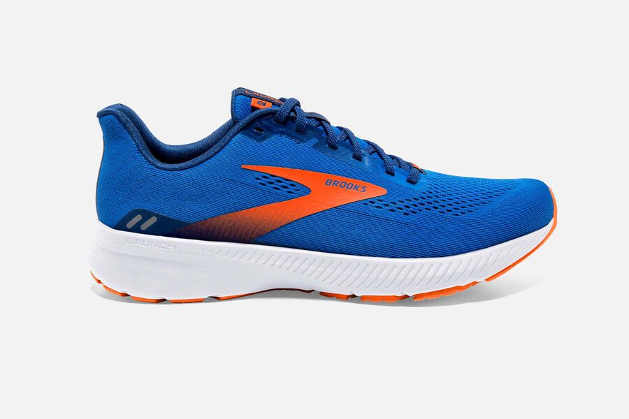 Mens Brooks Launch 8 Road Shoes Blue/Orange/White | 754126-YNQ